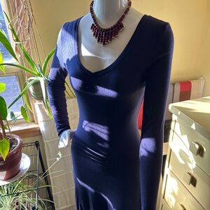 Long-Sleeve V-Neck Dress by Carmen by Carmen Marc-Valvo